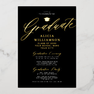 Elegant gold black classic script photo graduation