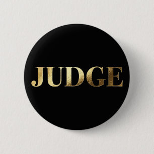 Elegant Gold Black Contest Judge Badge 2 Inch Round Button