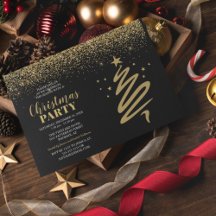 Elegant Gold & Black Corporate Christmas Party