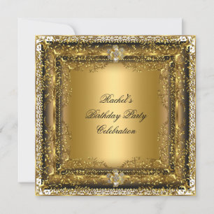 Elegant Gold Black Cream Birthday Party Jewel Invitation