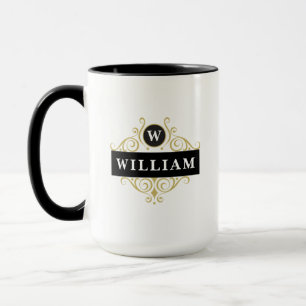 Elegant Gold Black Customizable Monogram Mug