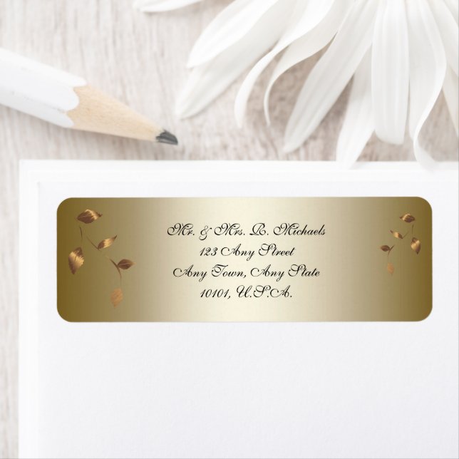 Elegant Gold, Black, Falling Feuilles Adresse de r (En situation)