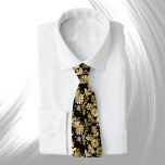 Elegant Gold Black Floral Glam Tie<br><div class="desc">Elegant Gold Floral Design on Black</div>