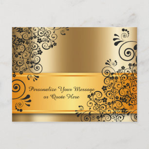 Elegant Gold Black Flower Bouquet Personalized Postcard