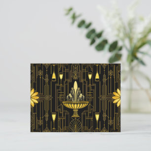 Elegant gold black gatsby postcard