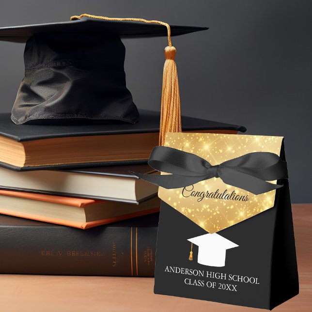 Elegant Gold Black Graduation Party Fancy Favor Box (Creator Uploaded)