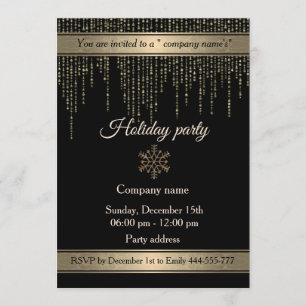 Elegant gold black holiday party corporate invitation