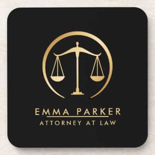 Elegant Gold & Black Lawyer Black Coaster