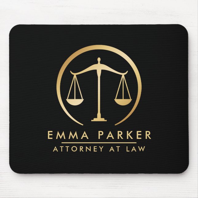Elegant Gold & Black Lawyer Black Mouse Pad (Front)