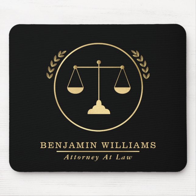 Elegant Gold & Black Lawyer Mouse Pad (Front)