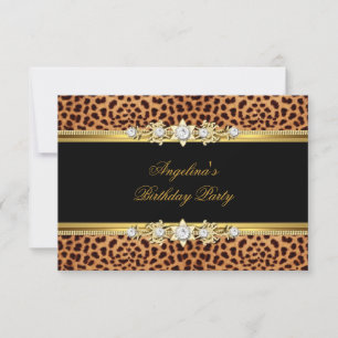 Elegant Gold Black Leopard Birthday Party Invitation