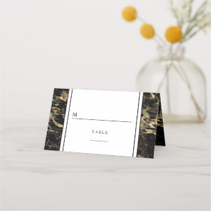 Elegant Gold Black Marble Wedding Place Card