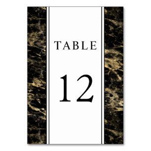 Elegant Gold Black Marble Wedding Table Number