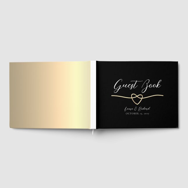 Elegant Gold Black Mariage livre d'hôtes (Complet)