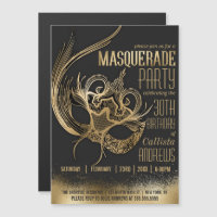 Elegant Gold Black Masquerade Mask Birthday Party