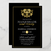 Elegant Gold & Black Masquerade Sweet 16 Party