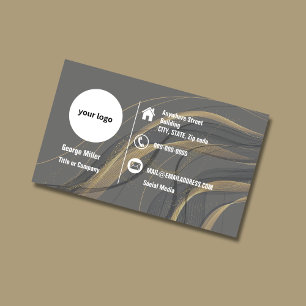 Elegant Gold Black Minimalist Professional logo Business Card