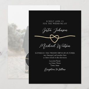 Elegant Gold Black Minimalist Wedding Invite