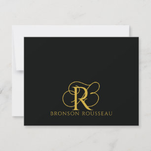 Elegant Gold Black Monogram Card