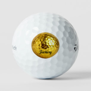 Elegant gold black monogram personalized golf ball