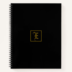 Elegant Gold Black Monogram Personalized Notebook