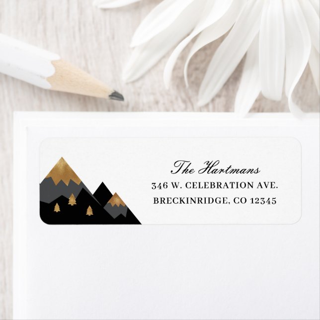 Elegant Gold Black Mountains Return Address (Insitu)