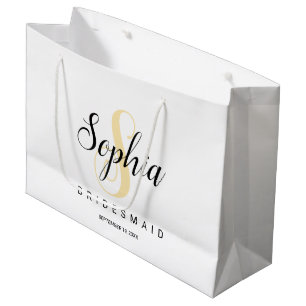 Elegant Gold & Black Personalized Bridesmaid Large Gift Bag