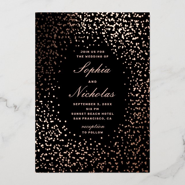 Elegant gold black polka dots modern wedding (Front)