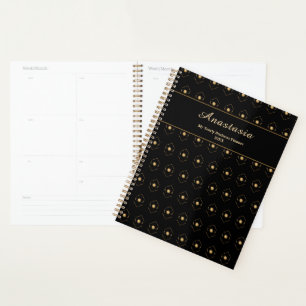 Elegant Gold Black Professional Name Personalize Planner