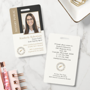 Elegant Gold Black Public Notary ID Badge