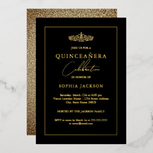 Elegant Gold Black Quinceanera 15th 