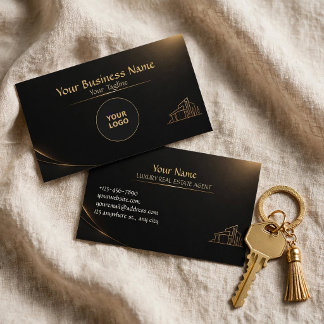 Elegant Gold Black Realtor Card