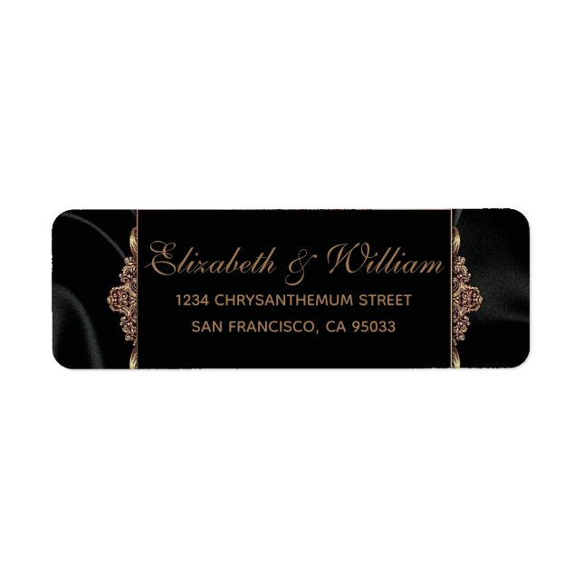 Elegant Gold Black Return Address   Label (Front)