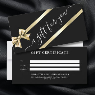 ELEGANT, GOLD, BLACK, RIBBON BUSINESS CERTIFICATE 