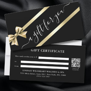 ELEGANT GOLD BLACK RIBBON GIFT CERTIFICATE