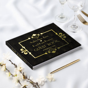 Elegant Gold Black Roaring 20's Art Deco Wedding Guest Book