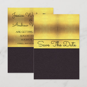 Elegant Gold & Black Save The Date Invitation
