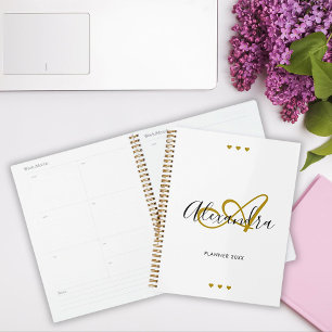 Élégant Gold Black Script Nom initial Monogramme