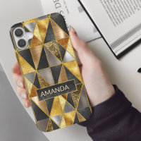Elegant gold black silver geometric triangles 