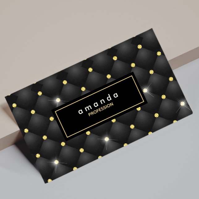 Elegant gold black sparkly glitter monogram 	Magnetic business card (Creator Uploaded)
