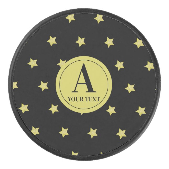 Elegant Gold & Black Star Pattern Monogram (Devant)