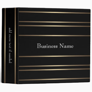 Elegant Gold Black Stripe Trim Business Binder