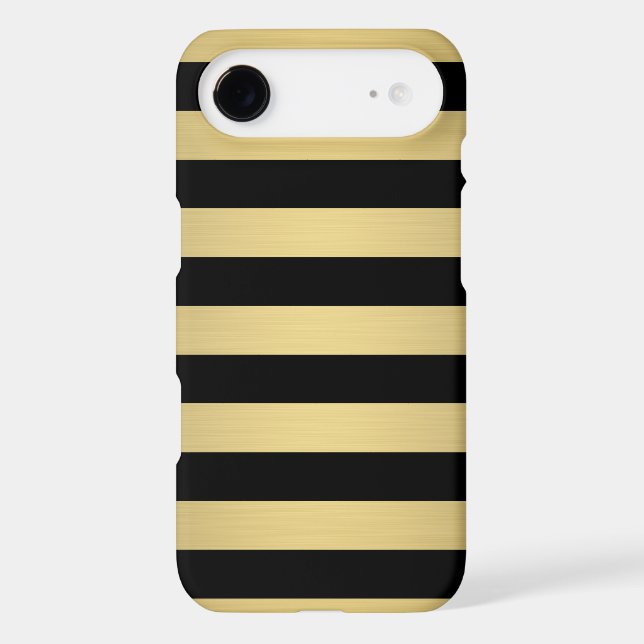 Elegant Gold Black Stripes Metallic Luxury Case-Mate iPhone Case (Back)