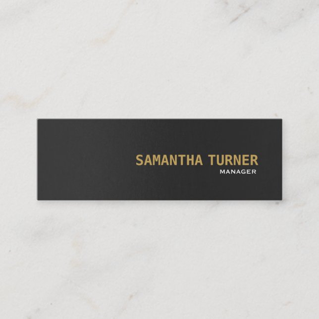 Elegant Gold Black Textured Professional Custom Mini Business Card (Front)