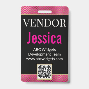 Elegant Gold Black Vendor Convention Name Badge