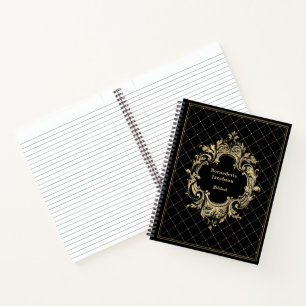 Elegant Gold Black Vintage  Notebook