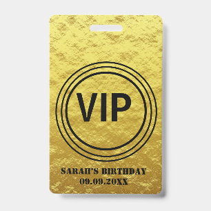 Elegant Gold Black VIP All Access Birthday   Badge