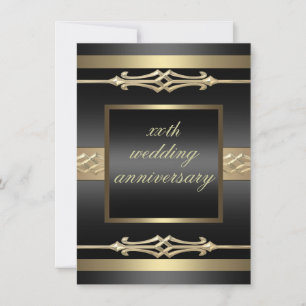 Elegant Gold/Black wedding anniversary Invite