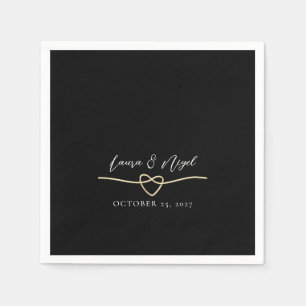 Elegant Gold Black Wedding Cocktail Napkins