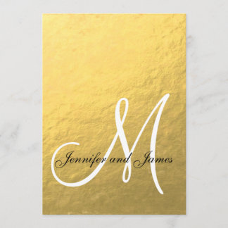 Elegant Gold Black Wedding Invitation Initial
